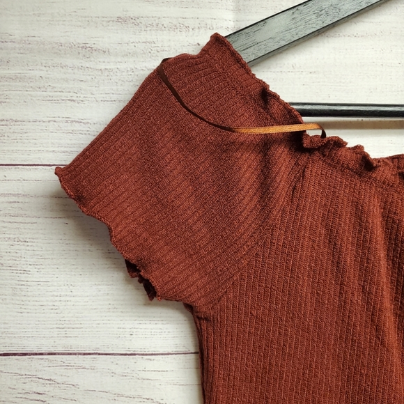 Mind Code Women's Bodycon Off-the-Shoulder Lettuce Edge Ribbed Dress - Picture 8 of 12